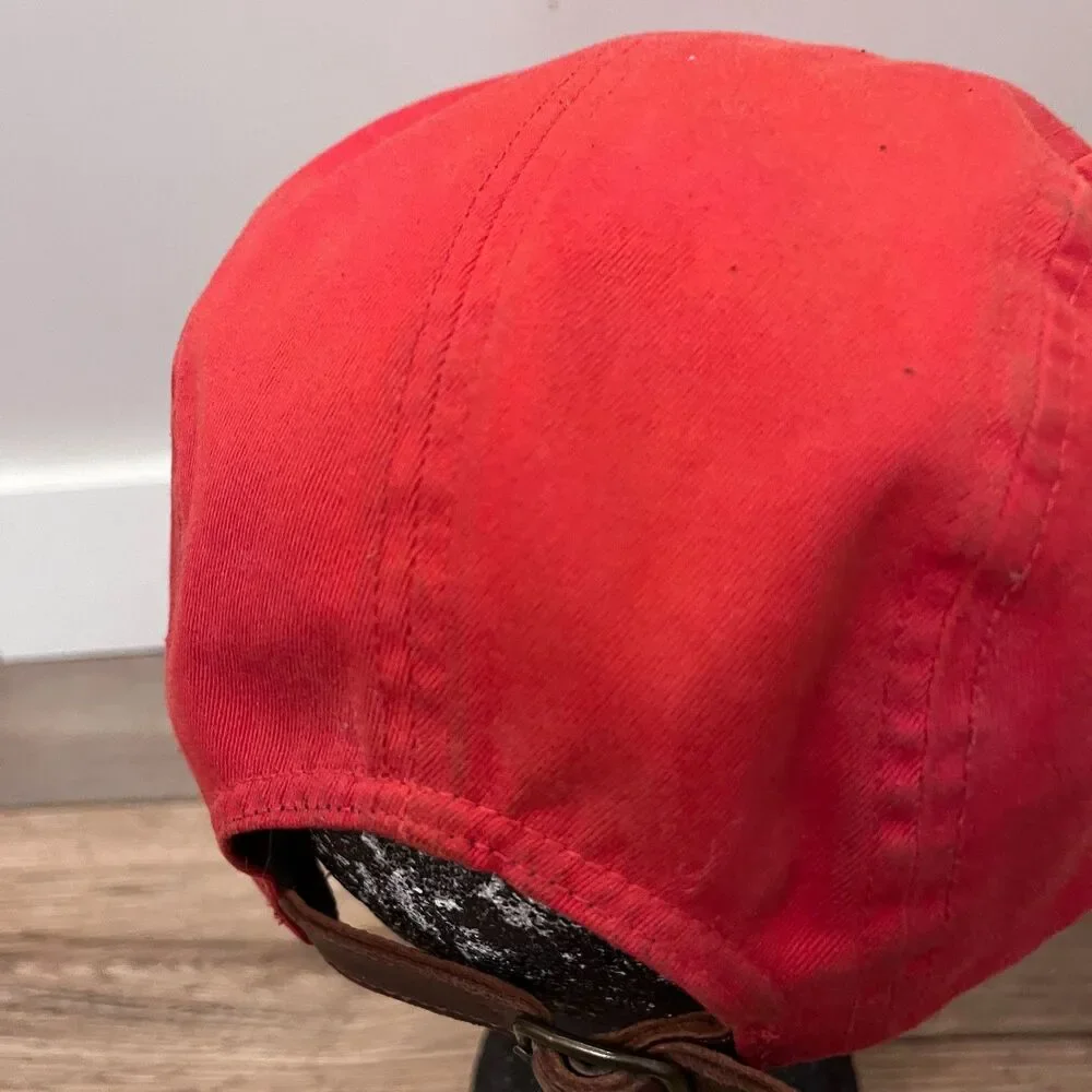 Supreme 5 Panel Camp Leather Strapback Cap Hat Solid Red Box Logo One Size